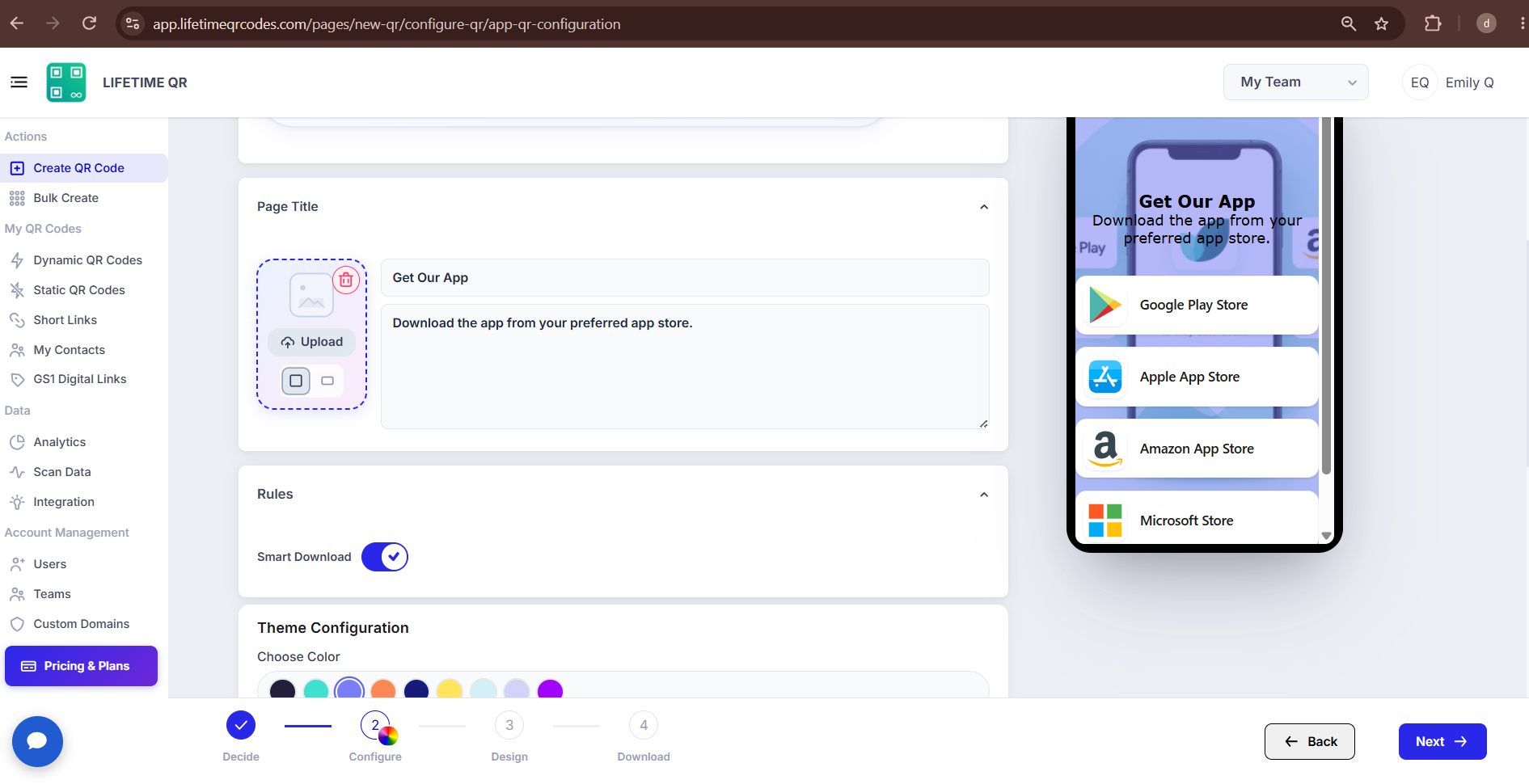 App Download Page Title and Smart Download Section