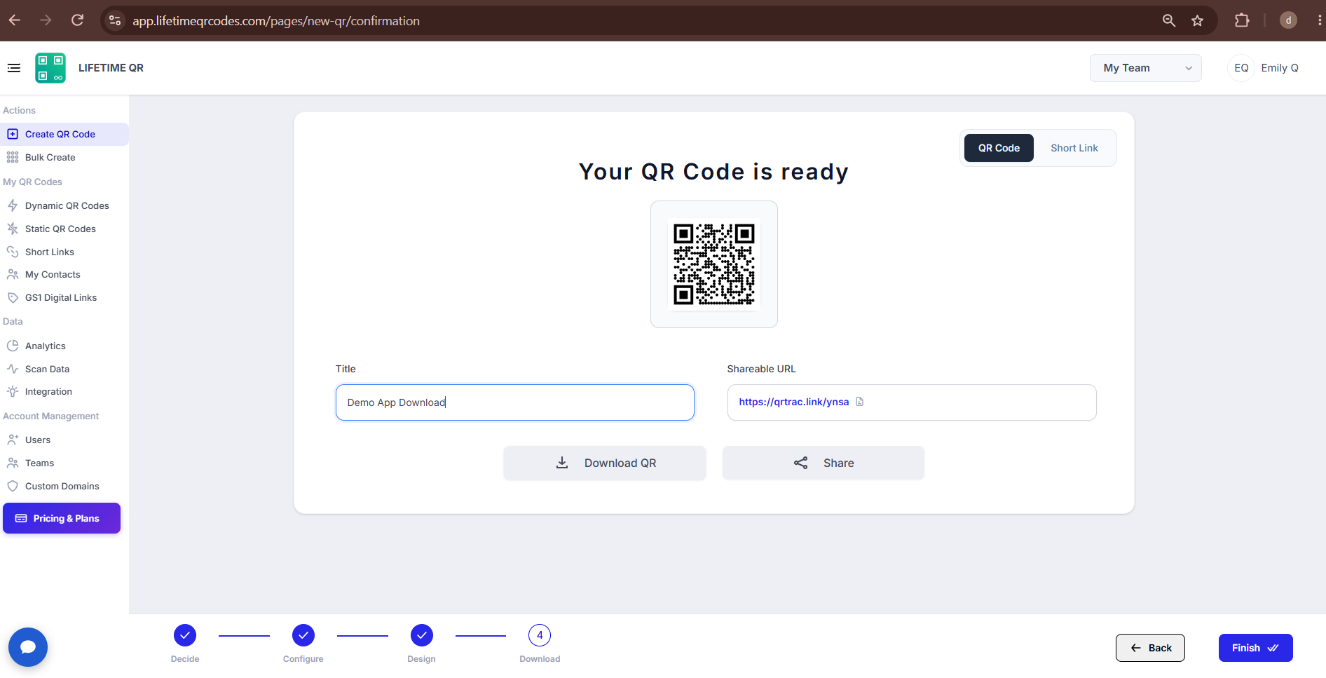 App Download QR Code Ready Screen