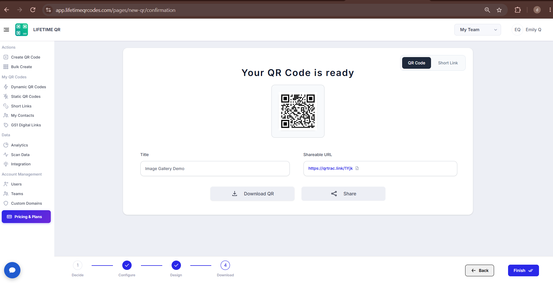 Image Gallery QR Code Ready Screen