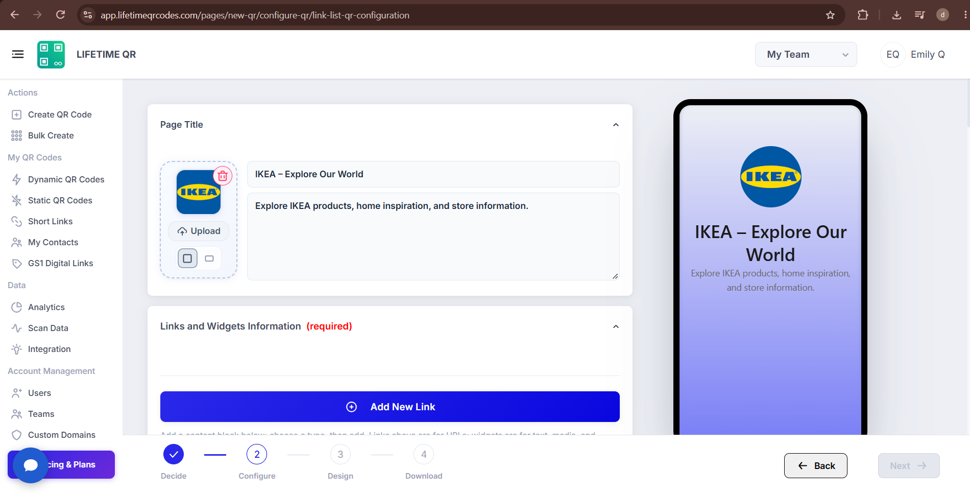 Page Title and Thumbnail section showing Title, Description, and image upload