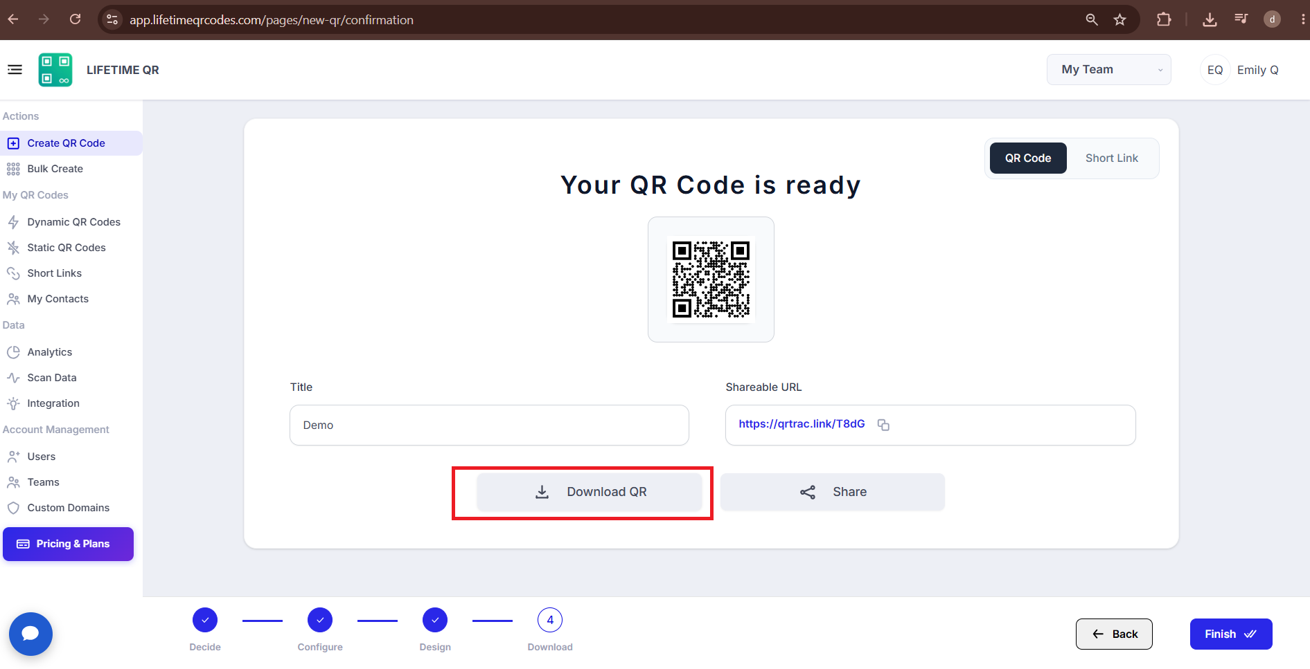 Pass preview screen showing live mobile pass preview with event details and QR code