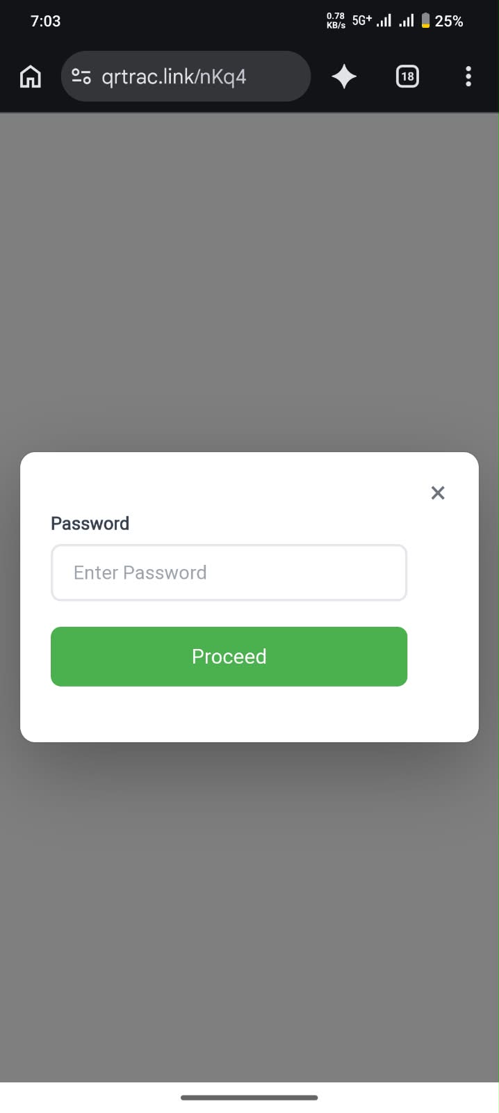 Password prompt displayed on mobile after scanning a password-protected QR code