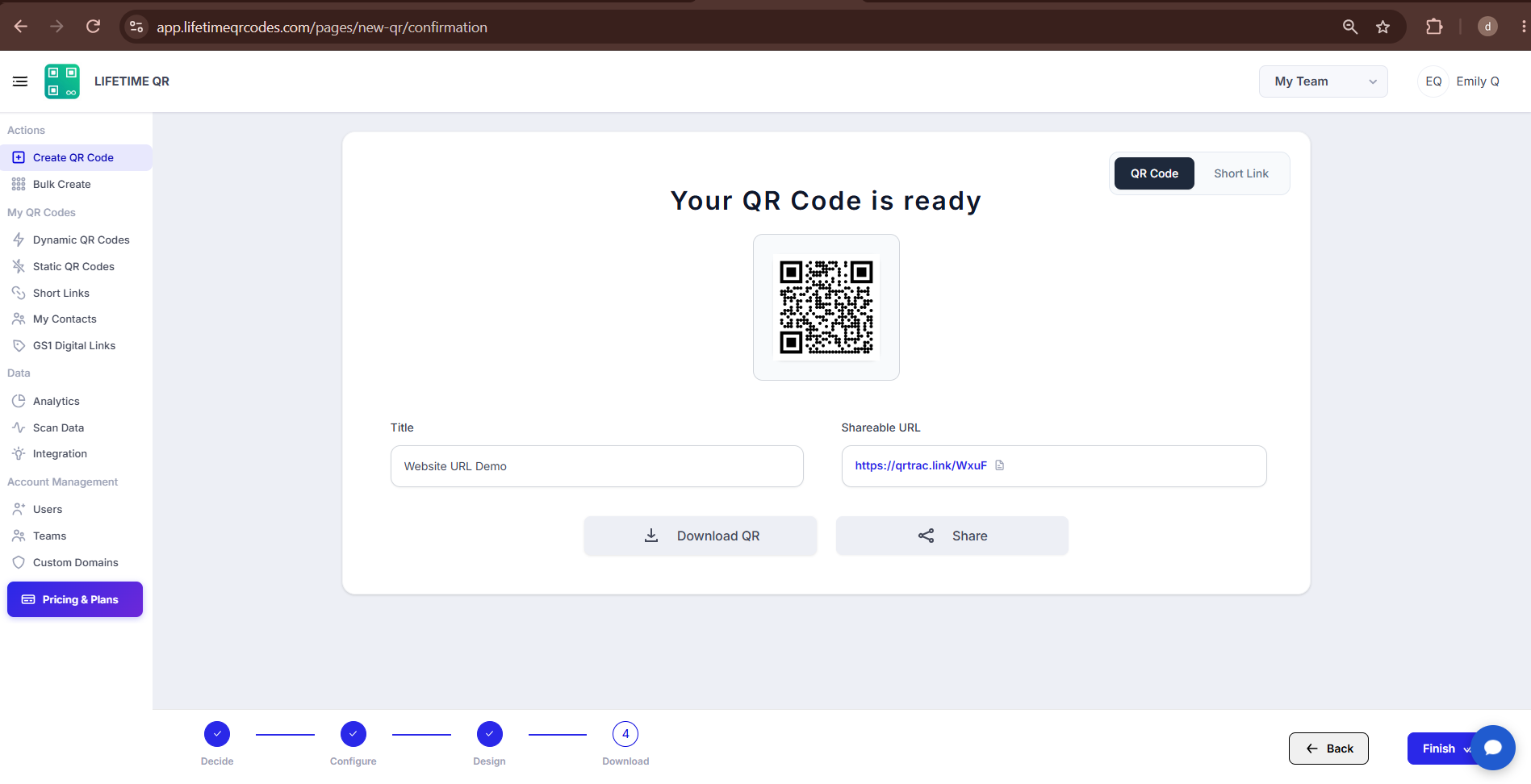 Website URL QR Code Ready Screen