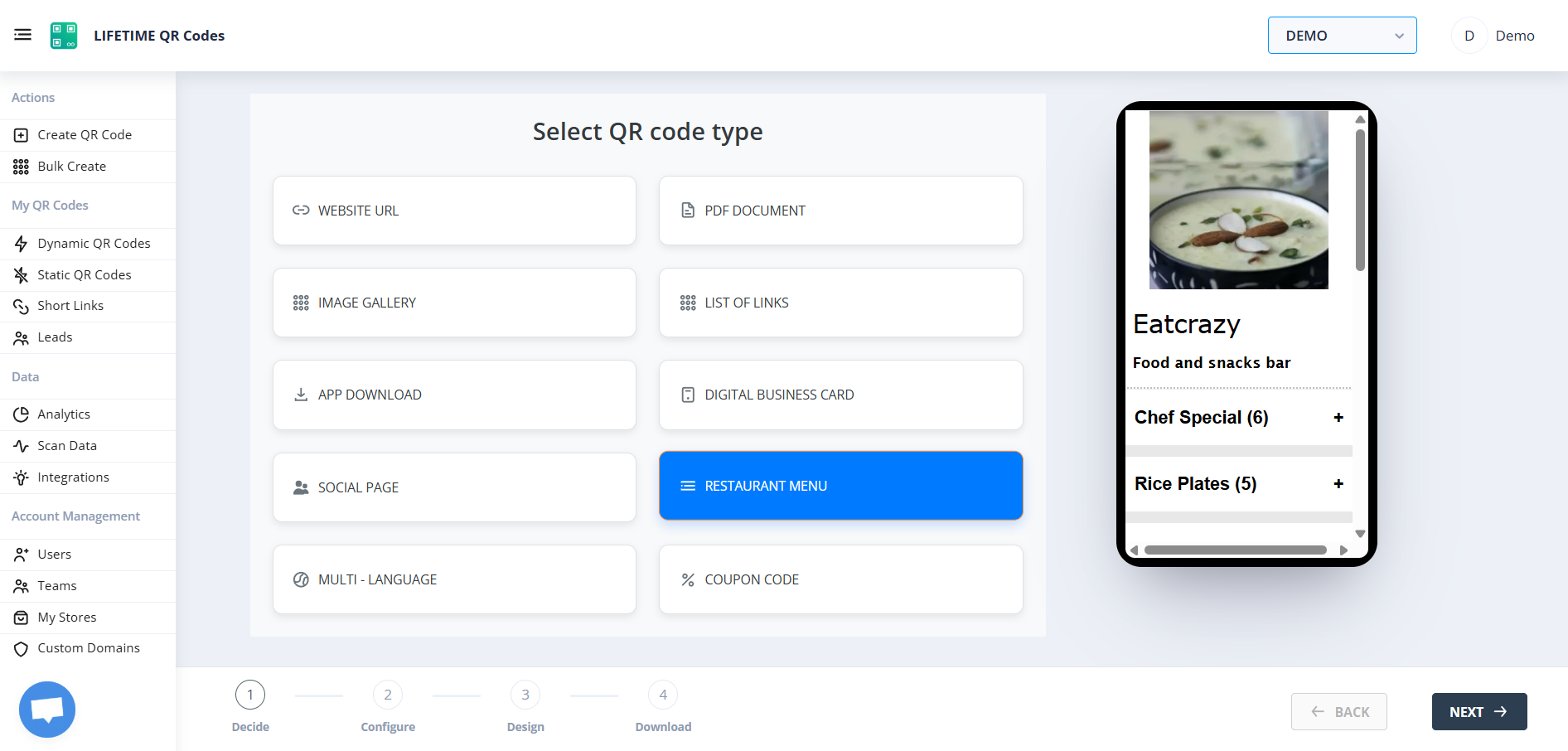Restaurant Menu QR Builder