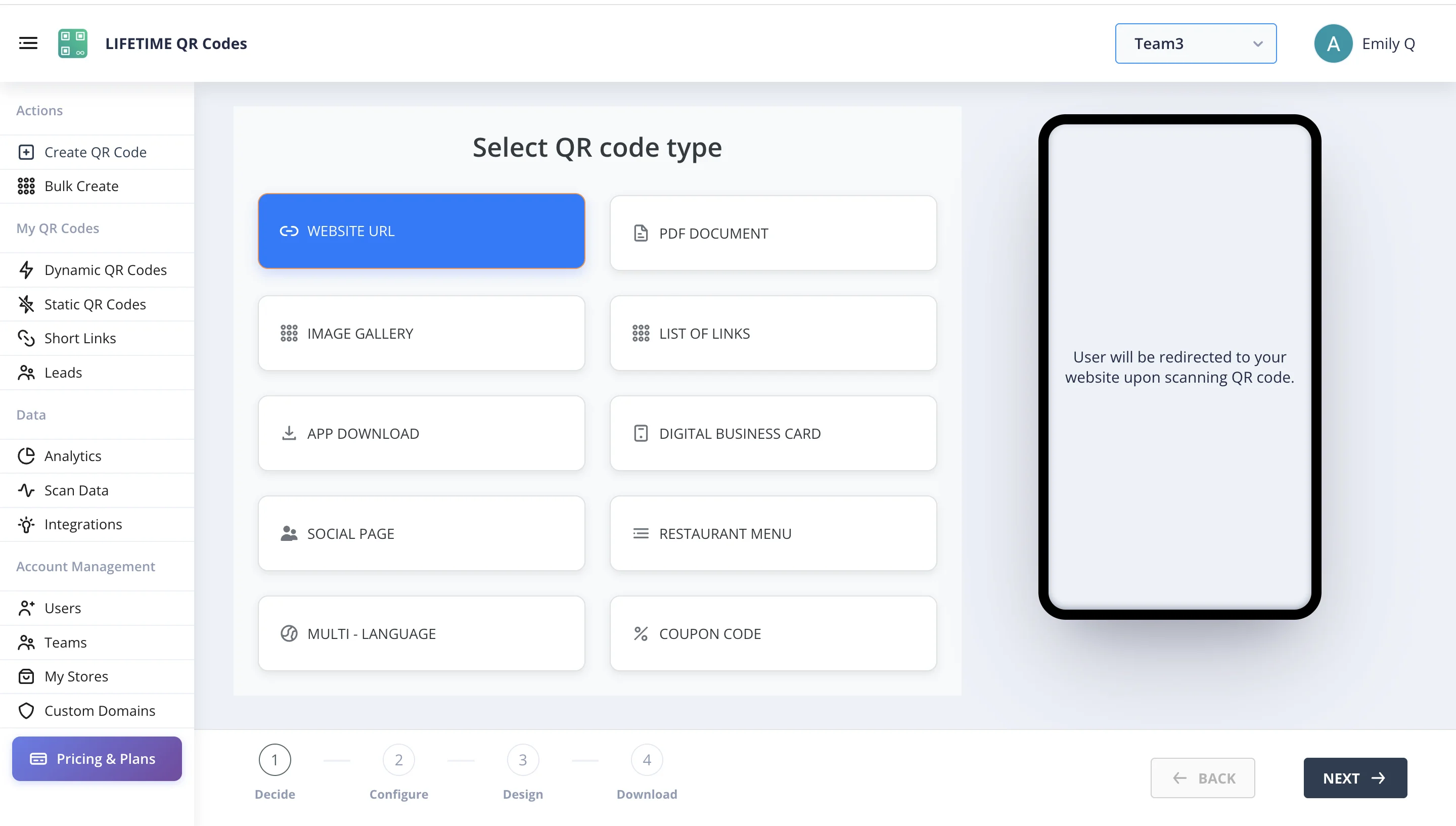 Single QR Creation Dashboard